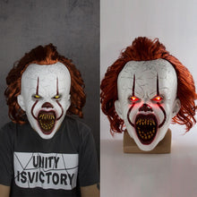 Load image into Gallery viewer, New LED Horror Pennywise Joker Scary Mask Cosplay Stephen King Chapter Two Clown Latex Masks Helmet Halloween Party Props
