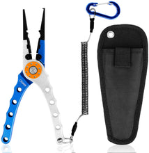 Load image into Gallery viewer, Fishing Pliers Aluminum Braid Cutters Split Ring Pliers Hook Remover Fish Holder with Sheath and Lanyard