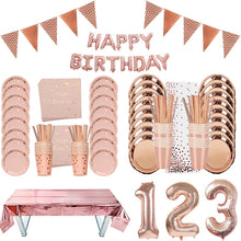 Load image into Gallery viewer, Rose Gold Party Disposable Tableware Plate Number Balloon Girl Birthday Party Wedding Decor Adult Celebration Baby Shower Decor