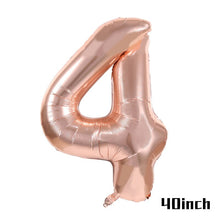 Load image into Gallery viewer, Rose Gold Party Disposable Tableware Plate Number Balloon Girl Birthday Party Wedding Decor Adult Celebration Baby Shower Decor