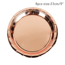 Load image into Gallery viewer, Rose Gold Party Disposable Tableware Plate Number Balloon Girl Birthday Party Wedding Decor Adult Celebration Baby Shower Decor