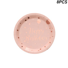 Load image into Gallery viewer, Rose Gold Party Disposable Tableware Plate Number Balloon Girl Birthday Party Wedding Decor Adult Celebration Baby Shower Decor