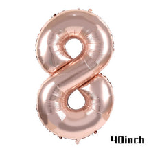 Load image into Gallery viewer, Rose Gold Party Disposable Tableware Plate Number Balloon Girl Birthday Party Wedding Decor Adult Celebration Baby Shower Decor