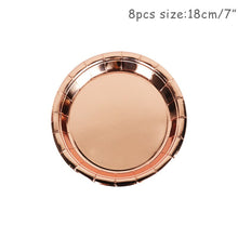 Load image into Gallery viewer, Rose Gold Party Disposable Tableware Plate Number Balloon Girl Birthday Party Wedding Decor Adult Celebration Baby Shower Decor