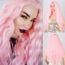 Load image into Gallery viewer, Long Curly Wig Synthetic Wigs Red Cosplay Heat Resistant Middle Part Wig for Women