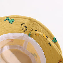 Load image into Gallery viewer, Summer Children Bucket Hat Cartoon Dinosaur Print Girls Boys Panama Fisherman Hat Outdoor Kids Sun Beach Cap