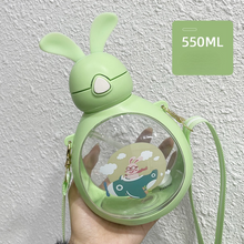 Load image into Gallery viewer, Water Bottle Water Student Children Adult with Straw Crossbody Plastic Cup