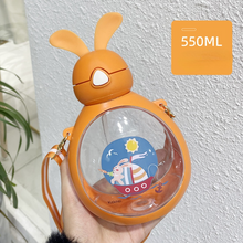 Load image into Gallery viewer, Water Bottle Water Student Children Adult with Straw Crossbody Plastic Cup