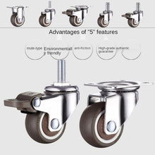 Load image into Gallery viewer, 1/1.25/1.5/2 Inch Furniture Casters Wheels Rubber Swivel Castor Trolley  With Brake
