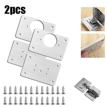 Load image into Gallery viewer, 1/2/4/10Pcs Hinge Repair Plate Cabinet Furniture Drawer Table Repair Mount Tool Hardware Stainless Steel Hinge Fixing Plate
