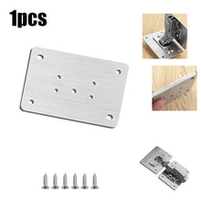 Load image into Gallery viewer, 1/2/4/10Pcs Hinge Repair Plate Cabinet Furniture Drawer Table Repair Mount Tool Hardware Stainless Steel Hinge Fixing Plate
