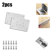 Load image into Gallery viewer, 1/2/4/10Pcs Hinge Repair Plate Cabinet Furniture Drawer Table Repair Mount Tool Hardware Stainless Steel Hinge Fixing Plate
