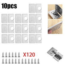 Load image into Gallery viewer, 1/2/4/10Pcs Hinge Repair Plate Cabinet Furniture Drawer Table Repair Mount Tool Hardware Stainless Steel Hinge Fixing Plate
