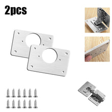 Load image into Gallery viewer, 1/2/4/10Pcs Hinge Repair Plate Cabinet Furniture Drawer Table Repair Mount Tool Hardware Stainless Steel Hinge Fixing Plate
