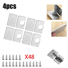 Load image into Gallery viewer, 1/2/4/10Pcs Hinge Repair Plate Cabinet Furniture Drawer Table Repair Mount Tool Hardware Stainless Steel Hinge Fixing Plate
