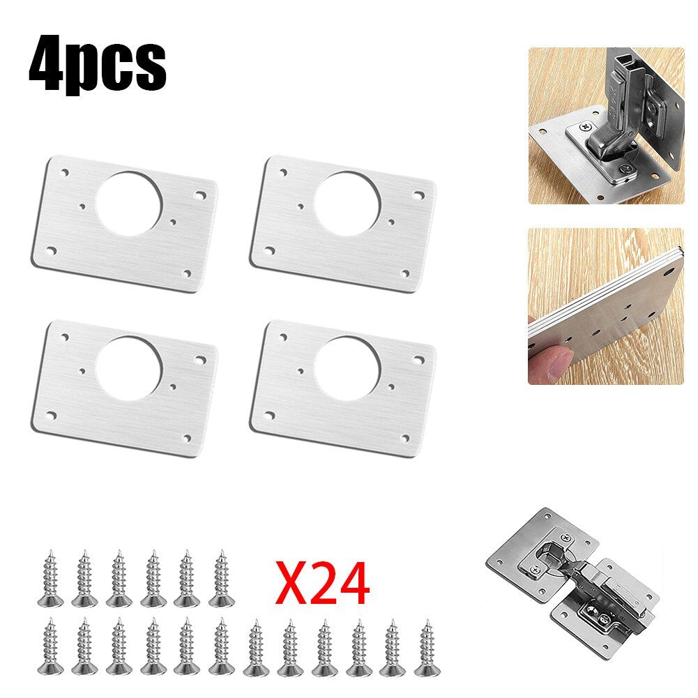 1/2/4/10Pcs Hinge Repair Plate Cabinet Furniture Drawer Table Scharnier Stainless Steel Household Hardware Hinge Fixing Plate