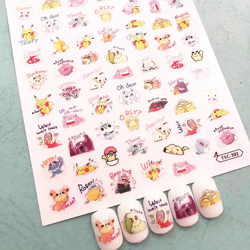 1 PC Cute Bear Animals Design Self Adhesive Back Glue Decal Stamping DIY Decoration Tools Nail Stickers TSC 186