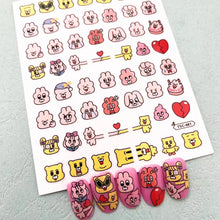 Load image into Gallery viewer, 1 PC Cute Bear Animals Design Self Adhesive Back Glue Decal Stamping DIY Decoration Tools Nail Stickers TSC 186
