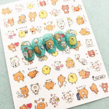 Load image into Gallery viewer, 1 PC Cute Bear Animals Design Self Adhesive Back Glue Decal Stamping DIY Decoration Tools Nail Stickers TSC 186
