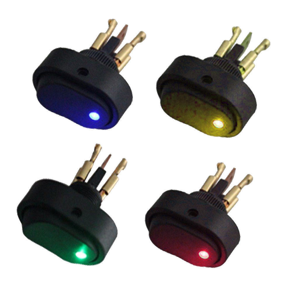 1 PCS LED Light 12V 30Amp 30A Car Boat Auto Rocker SPST Toggle Switch Blue Green Yellow Red