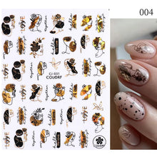 Load image into Gallery viewer, 1 Pc 3D Nail Stickers Leaves Sliders for Nails Gold White Bronzing Flowers Gradient Adhesive Sticker Nail Design Art Decorations
