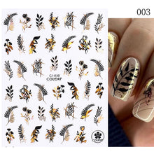 Load image into Gallery viewer, 1 Pc 3D Nail Stickers Leaves Sliders for Nails Gold White Bronzing Flowers Gradient Adhesive Sticker Nail Design Art Decorations
