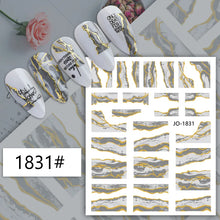 Load image into Gallery viewer, 1 Pc 3D Nail Stickers Leaves Sliders for Nails Gold White Bronzing Flowers Gradient Adhesive Sticker Nail Design Art Decorations
