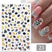 Load image into Gallery viewer, 1 Pc 3D Nail Stickers Leaves Sliders for Nails Gold White Bronzing Flowers Gradient Adhesive Sticker Nail Design Art Decorations
