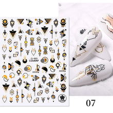 Load image into Gallery viewer, 1 Pc 3D Nail Stickers Leaves Sliders for Nails Gold White Bronzing Flowers Gradient Adhesive Sticker Nail Design Art Decorations
