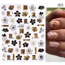 Load image into Gallery viewer, 1 Pc 3D Nail Stickers Leaves Sliders for Nails Gold White Bronzing Flowers Gradient Adhesive Sticker Nail Design Art Decorations
