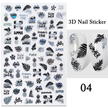 Load image into Gallery viewer, 1 Pc 3D Nail Stickers Leaves Sliders for Nails Gold White Bronzing Flowers Gradient Adhesive Sticker Nail Design Art Decorations
