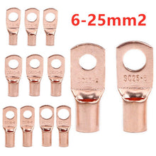 Load image into Gallery viewer, 10/25/50/100pcs Copper Lug Ring Wire Connector Bare Cable Electric Crimp Terminal SC6-6 SC6-8 SC10-6 SC10-8 SC16-6 SC16-8 SC25-6
