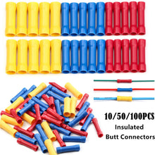 Load image into Gallery viewer, 10/50/100pcs Assorted  Insulated Crimp Terminals Electrical Wire Cable Butt Connectors Crimping Terminal BV1.25 BV2.5 BV5.5
