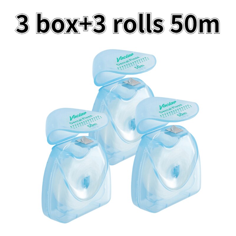 10 Rolls 50m Dental Flosser Spool Toothpick Dental Floss Tooth Cleaning Oral Hygiene Tooth Cleaning Wax Mint Floss 0ral irrigator