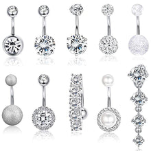 Load image into Gallery viewer, 10 Style  Belly Button Rings for Women Men Stainless Steel Navel Rings CZ Body Piercing Jewery 14G
