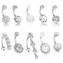 Load image into Gallery viewer, 10 Style  Belly Button Rings for Women Men Stainless Steel Navel Rings CZ Body Piercing Jewery 14G
