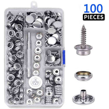 Load image into Gallery viewer, 100/270-Pieces Stainless Steel Marine Grade Canvas and Upholstery Boat Cover Snap Button Fastener Kit with  Setting Tool
