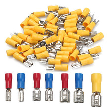 Load image into Gallery viewer, 100/50Pcs 2.8mm 4.8mm 6.3mm Insulated Seal Spade Wire Connector Female Crimping Terminals Electrical Crimp Terminal Set
