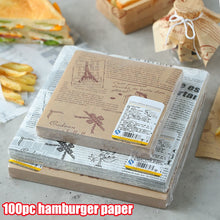 Load image into Gallery viewer, 100 Pieces of Absorbent Paper Sandwiches, Burgers, Fries Fried Food Wrappers Plate Mats Waxed Paper and Baking Paper
