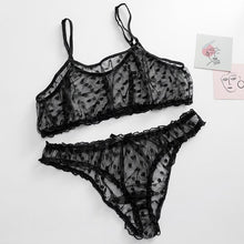 Load image into Gallery viewer, 1 Set Sexy Lingerie Floral Dot Lace Women&#39;s Bikini Bra T-back G-string Underwear
