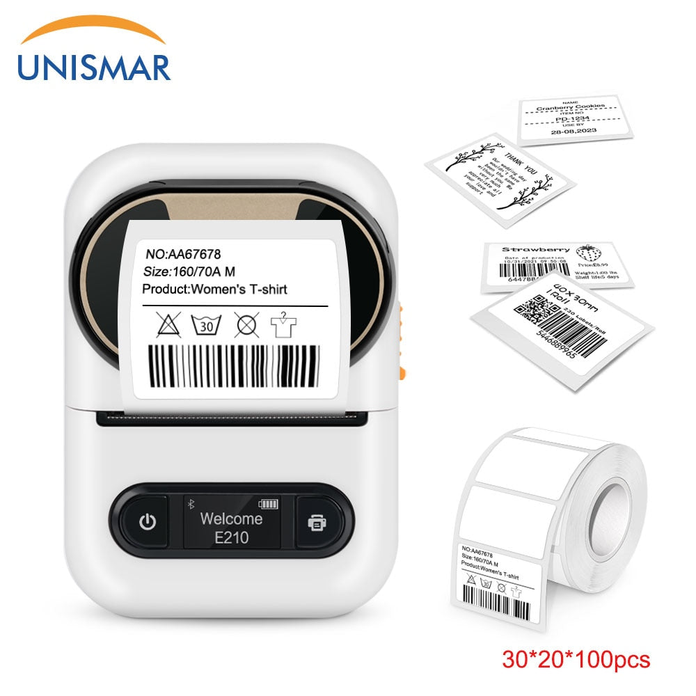 E210 Thermal Printer for Stickers Portable Wireless Bluetooth Mini Label Machine E210 Similar as Niimbot B21 Sticker Printers