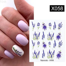 Load image into Gallery viewer, 1 Sheet Nail Water Decals Transfer Lavender Spring Flower Leaves Nail Art Stickers Nail Art Manicure DIY
