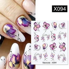 Load image into Gallery viewer, 1 Sheet Nail Water Decals Transfer Lavender Spring Flower Leaves Nail Art Stickers Nail Art Manicure DIY
