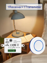 Load image into Gallery viewer, Mini Light Switch Round Wireless Panel Switch Remote Control 10A Relay  Receiver RF 433Mhz Module Transmitter For Bedroom
