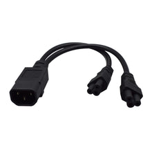 Load image into Gallery viewer, 0.3M/0.9FT IEC320 C14 TO 2*C5 power cable cord,C14 3 prong male to double 3 hole C5 female Adapter Cable
