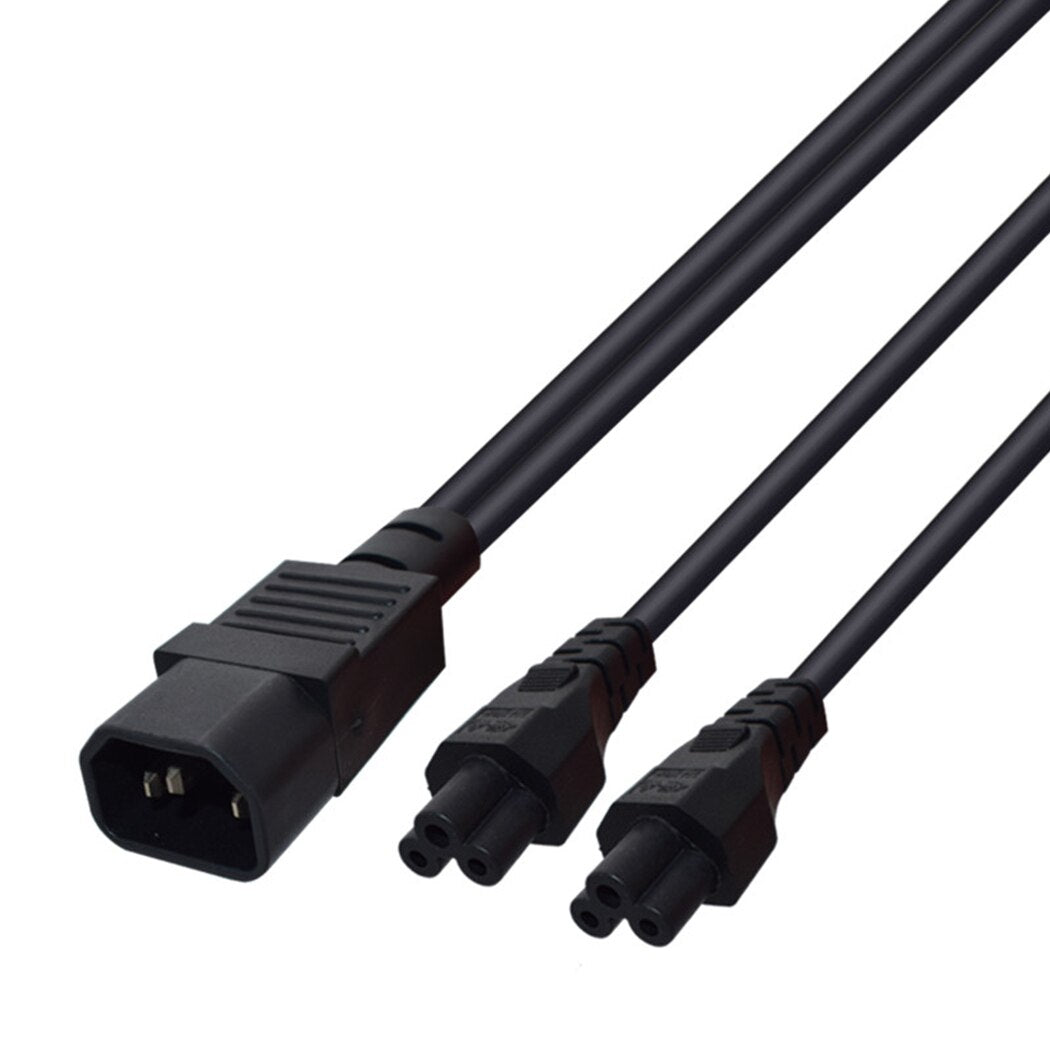0.3M/0.9FT IEC320 C14 TO 2*C5 power cable cord,C14 3 prong male to double 3 hole C5 female Adapter Cable