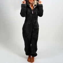 Load image into Gallery viewer, Fall/winter Women's Hooded Pajamas with Plush Thick Plush Jumpsuit Bear Rompers Home Wear Overall Outwear
