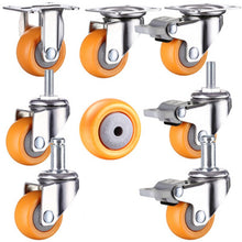 Load image into Gallery viewer, 1/1.25/1.5/2 Inch Furniture Casters Wheels  Orange Swivel Castor Trolley  Rubber
