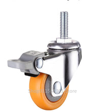 Load image into Gallery viewer, 1/1.25/1.5/2 Inch Furniture Casters Wheels  Orange Swivel Castor Trolley  Rubber
