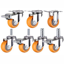 Load image into Gallery viewer, 1/1.25/1.5/2 Inch Furniture Casters Wheels  Orange Swivel Castor Trolley  Rubber
